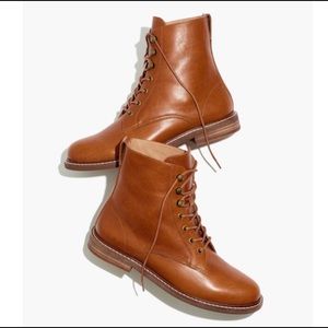 Madewell The Kellie Lace-Up Boot in Brown Leather size 6.5 amazing!